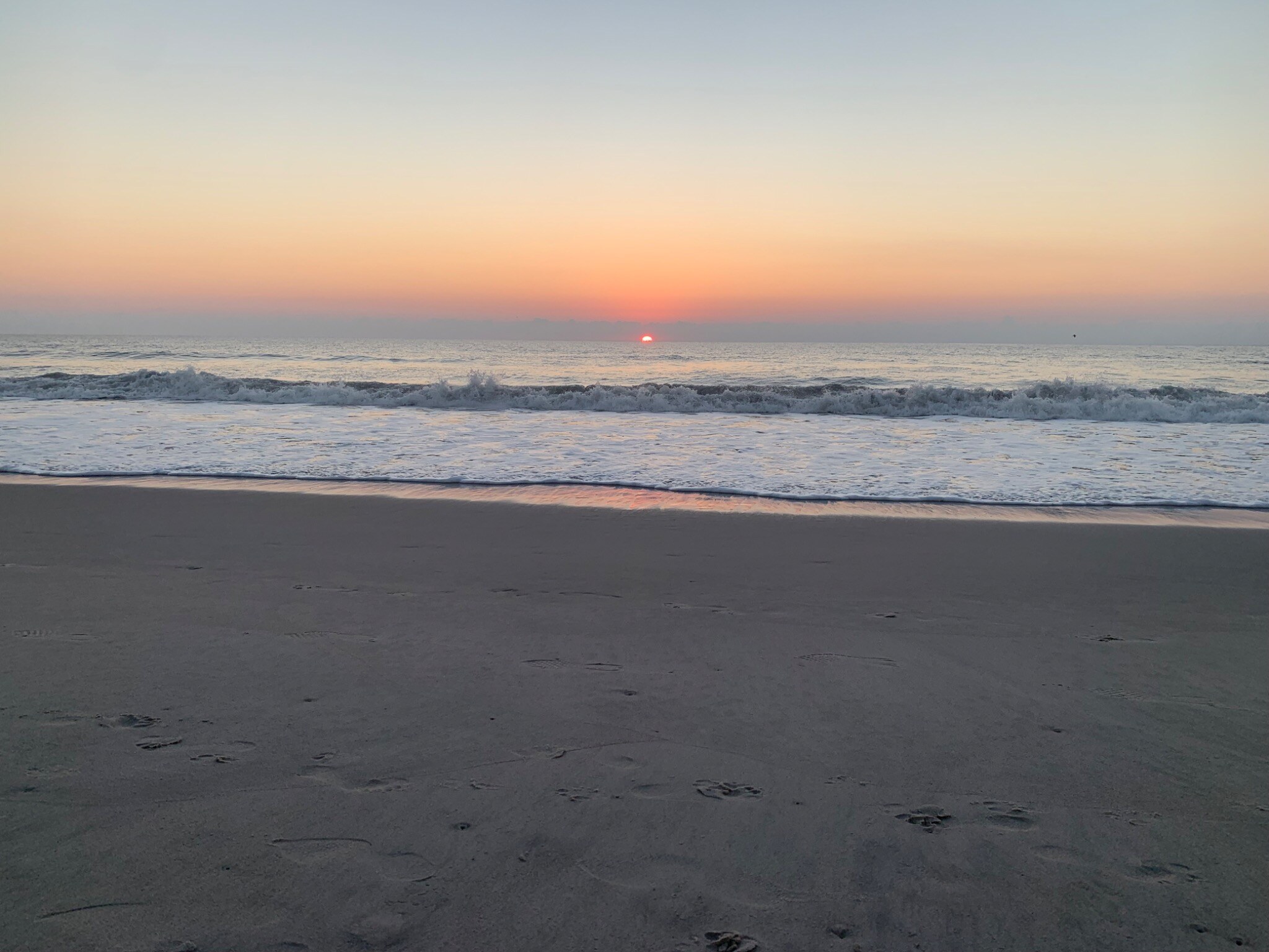 Sunrise over the ocean and shoreline
